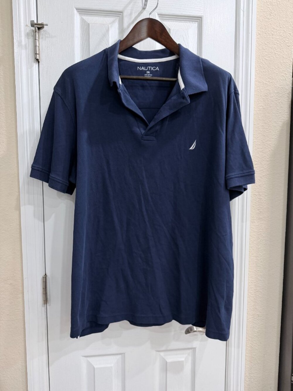 Nautica Polo Shirt Men’s 2XL Navy Blue 100% Cotton Short Sleeve Classic Fit